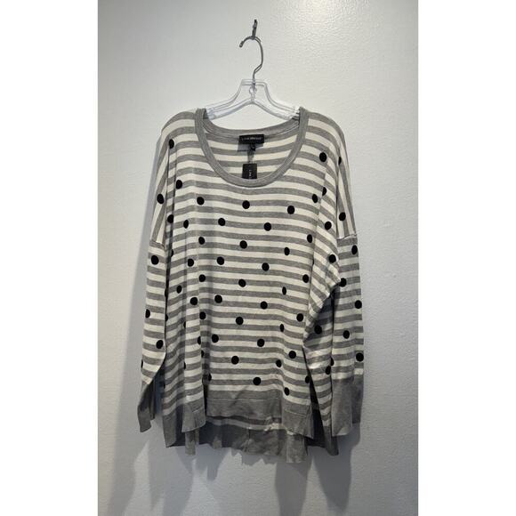 Lane Bryant Women’s Polka Dot Striped Retro Pullover Sweater Plus Size 26 28 - Picture 1 of 7